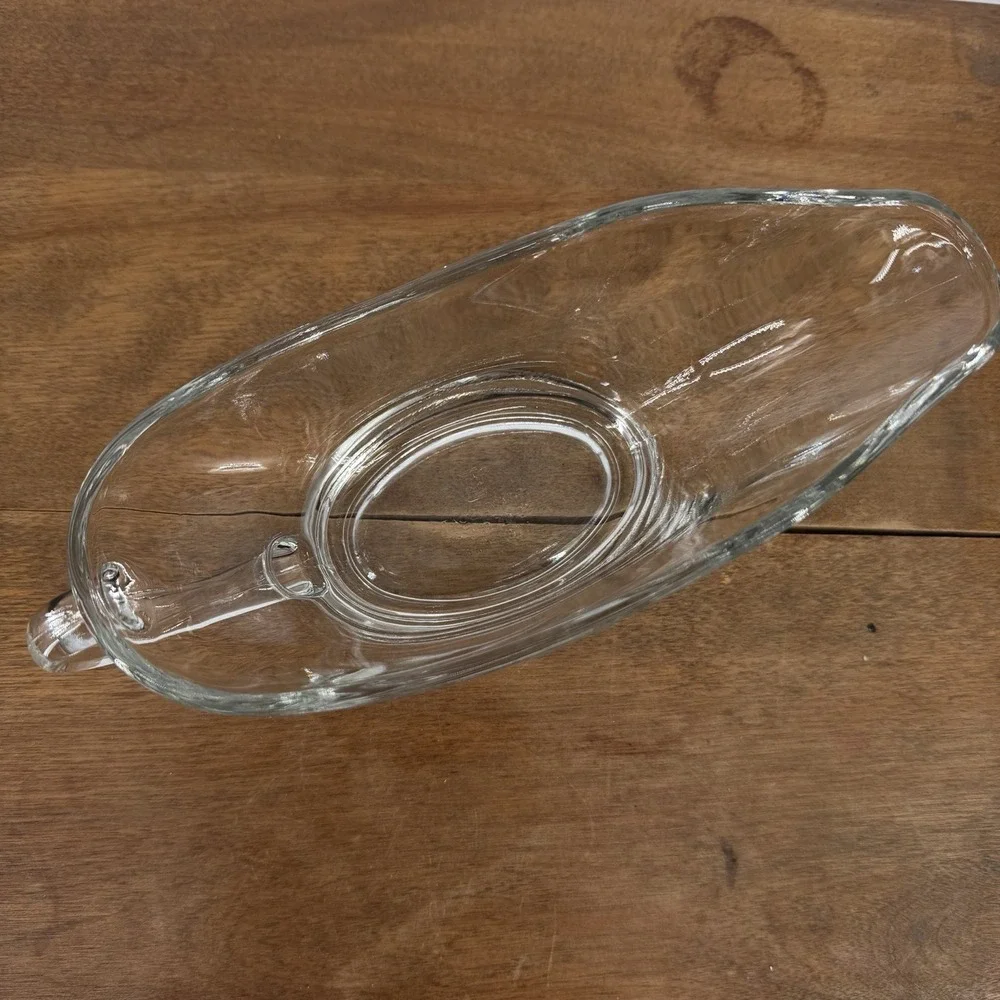 Vintage 1970s Anchor Hocking 10oz Gravy Boat Clear Glass #1028 Made In USA EUC